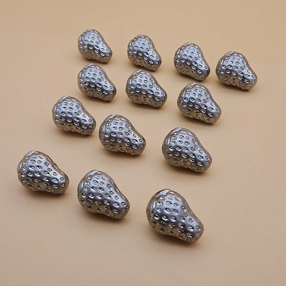 Lot Of 13 Vintage Silver Strawberry Drawer Pulls Kitchen Cabinet Hardware Fruit